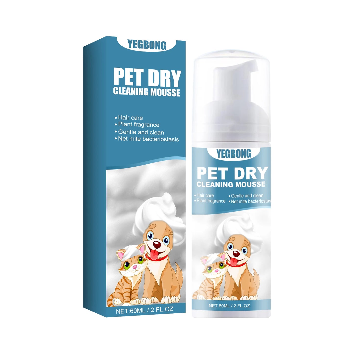 YEGBONG Pet Dry Shampoo Gentle Odor Neutralizing Hair Softening No Rinse Vet Recommended for Puppies Kittens Sensitive Skin