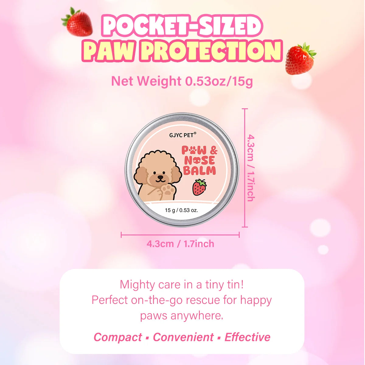 GJYC PET Strawberry Scented Natural Gentle Nourishing Pet Paw Care Cream Softens Pads Prevents Cracked Paws For Dogs Cats