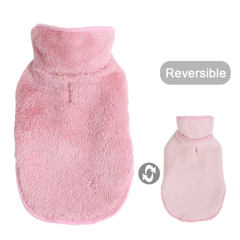 Pet Cat Clothes Fleece Reversible Jacket Sweater For Cats Dogs Soft Fleece Winter Warm Kitten Puppy Padded Vest Apparel Costume