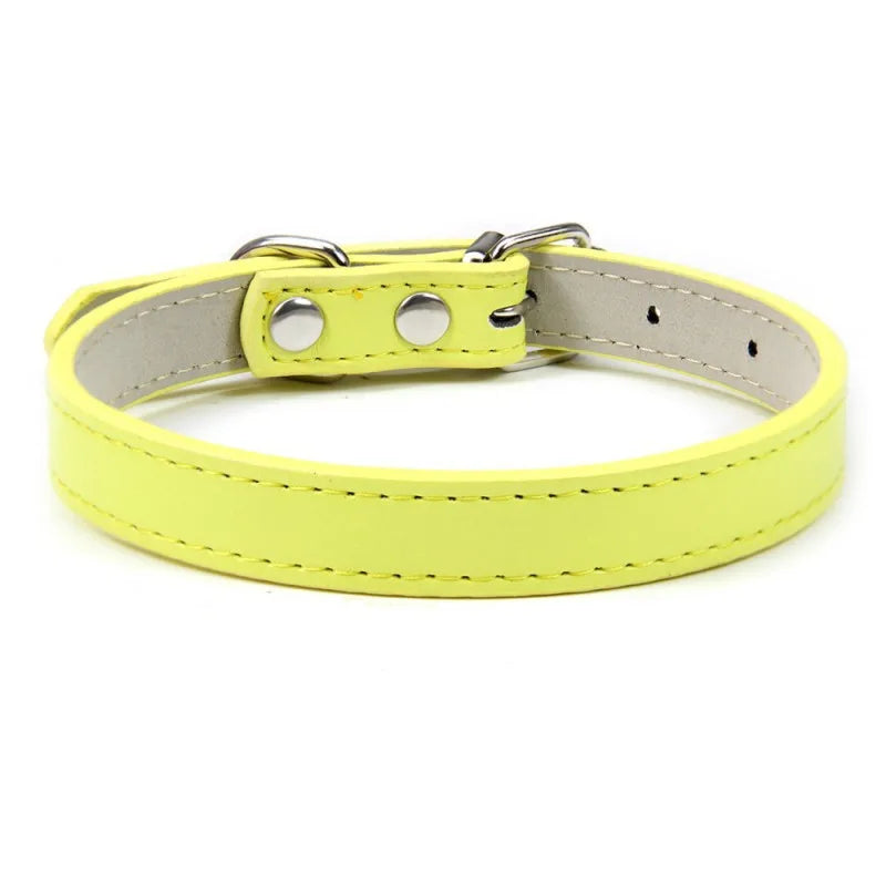 1PC Popular Adjustable Colorful Pet Collars Kitten Cat Collar PU Leather Neck Strap Safe for Dogs Soft Pet Supplies
