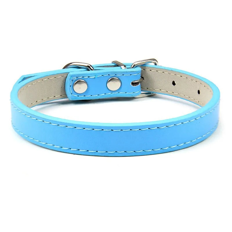 1PC Popular Adjustable Colorful Pet Collars Kitten Cat Collar PU Leather Neck Strap Safe for Dogs Soft Pet Supplies