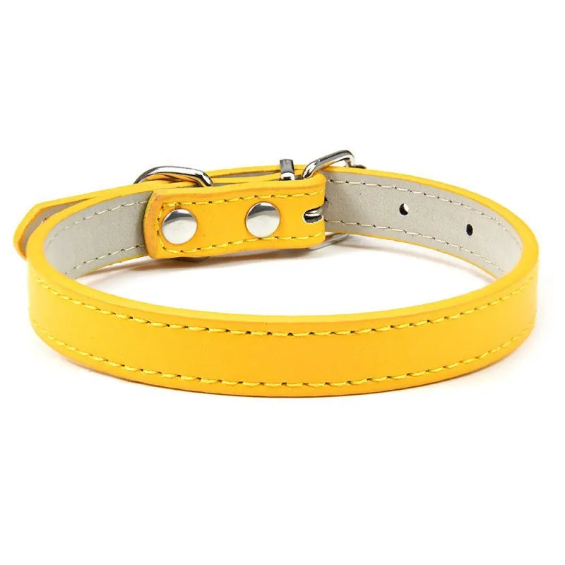 1PC Popular Adjustable Colorful Pet Collars Kitten Cat Collar PU Leather Neck Strap Safe for Dogs Soft Pet Supplies