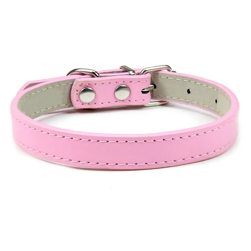1PC Popular Adjustable Colorful Pet Collars Kitten Cat Collar PU Leather Neck Strap Safe for Dogs Soft Pet Supplies