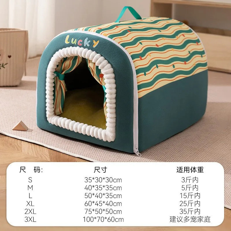 Big Dog Kennel Warm Winter Dog House Mat Detachable Washable Dogs Bed Nest Deep Sleep Tent for Medium Large Dogs House Supplies