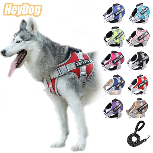 Service Dog Chest Harness No Pull Dog Hook Suitable Large Dog Vest Style Walking Rope Control Dog Strap Accessories Prevent Loss