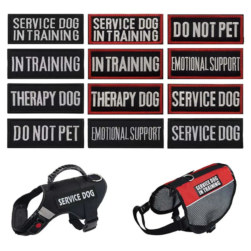 Service Therapy Dog In Training Emotional Support Fabric Stickers Embroidered Hook Loop Patch,Tactical Morale Badges for Vest