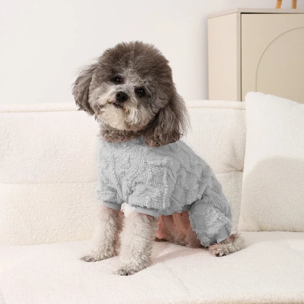 Winter Fleece Warm Dog Clothes Winter Soft Cozy Puppy Jumpsuit Plush Winter D-ring Overall For Small Medium Pet Vest Coat Cats
