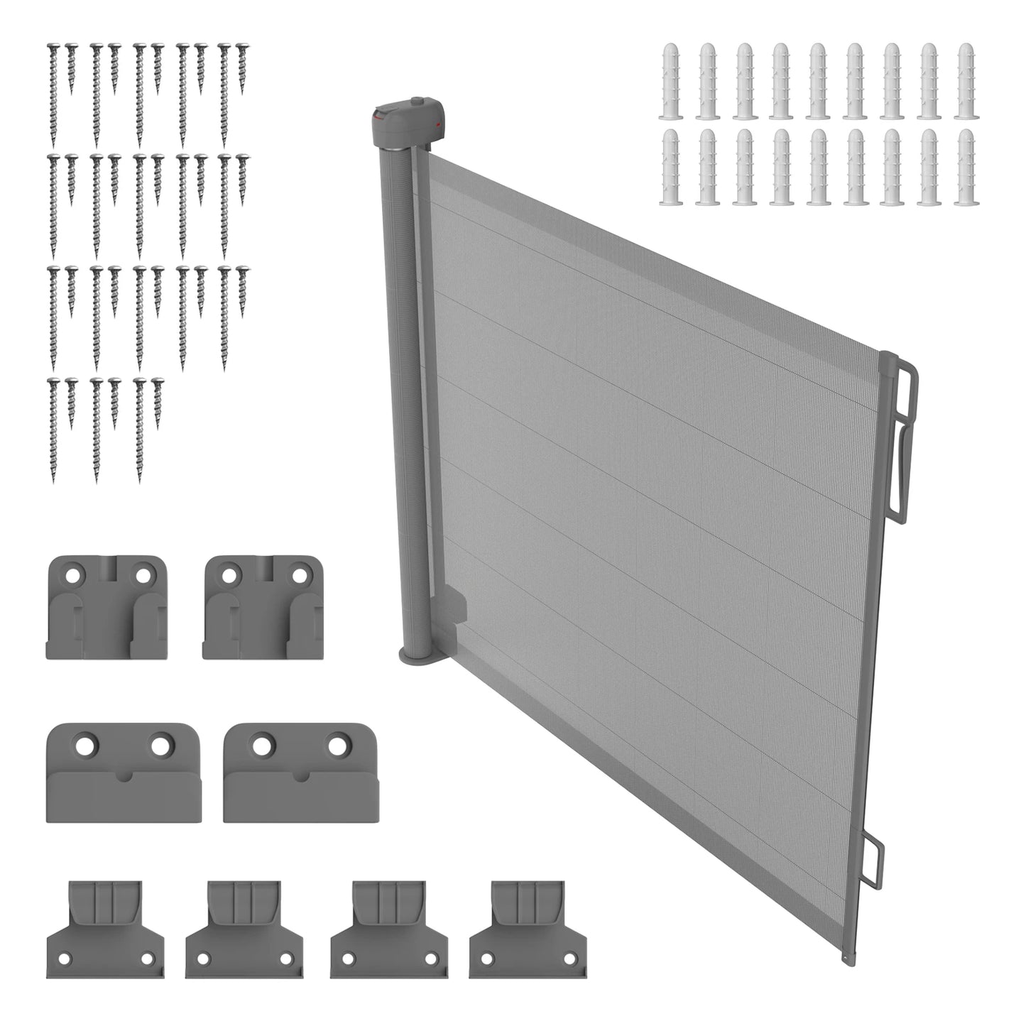 Extra Wide Kids Pets Gate Retractable Dog Gate for Babies and Pets, White Child Baby Gates, One Handed Operation Mesh Safety