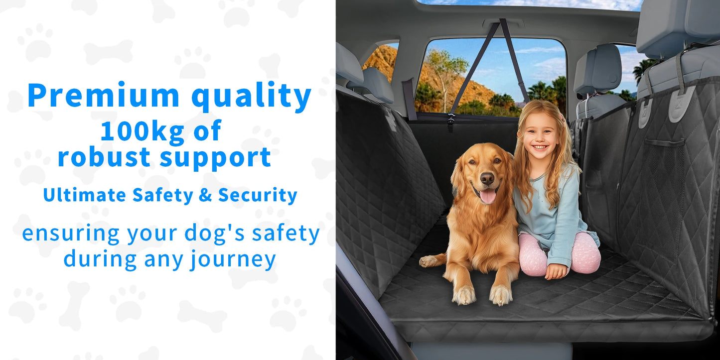 Bingopaw Large Dog Car Seat Cover Back Seat Extender Backseat Protection for Cars with Pockets Hard Bottom Waterproof