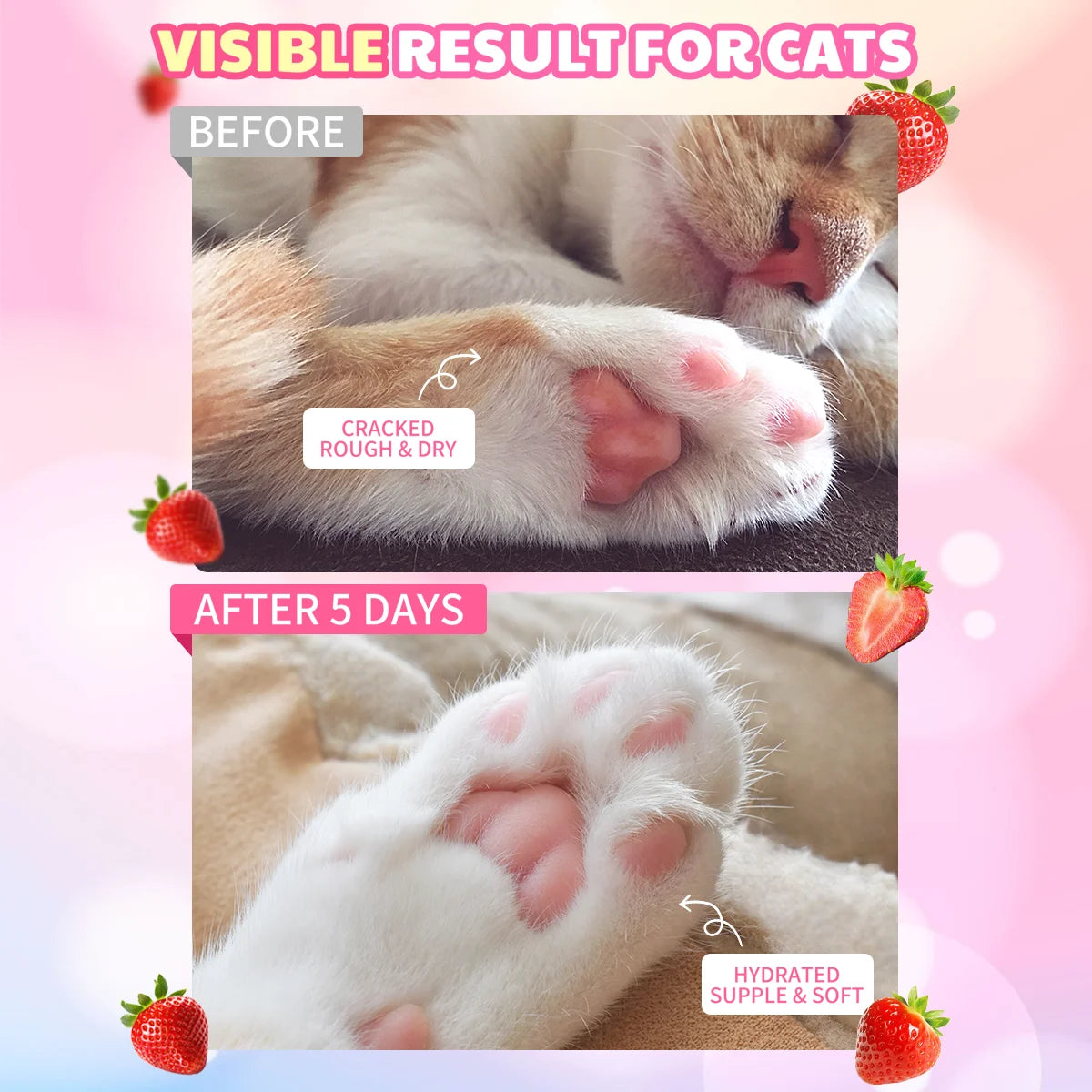 GJYC PET Strawberry Scented Natural Gentle Nourishing Pet Paw Care Cream Softens Pads Prevents Cracked Paws For Dogs Cats