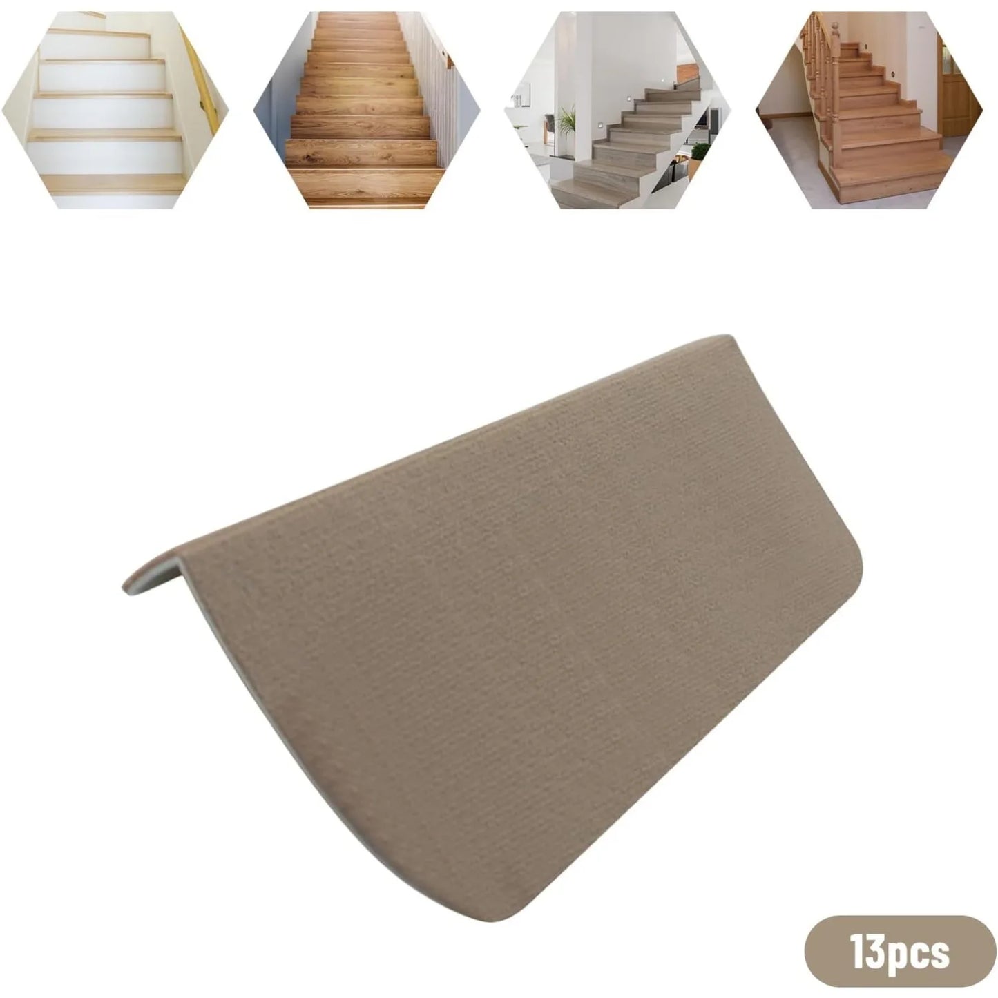 Carpet Stair Treads,Non Slip Stair Carpet Steps Protection Covers Rug Pads with Plastic Backing for Children Elderly and Pets