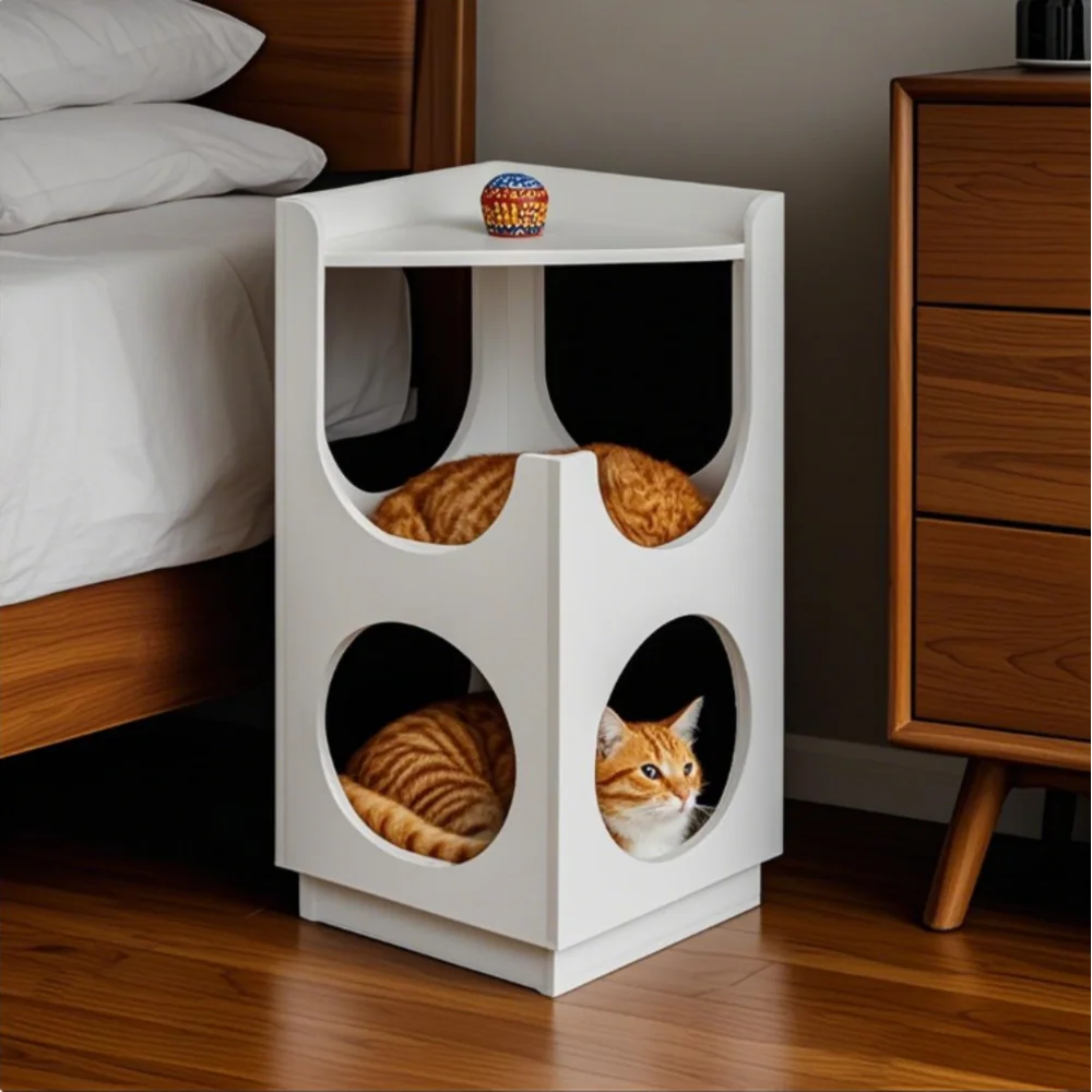 Hollow Design Multifunctional Double-layer Cat Station Suitable for Small and Medium-sized Cats Used Bedroom Cat House Cat Nest