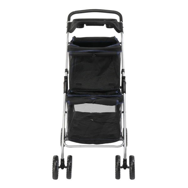 Pet Stroller for 2 Dogs/Cats, Double 4-Wheel Carrier Jogger for Small-Medium Pets, Waterproof Folding Crate with Soft Pad.