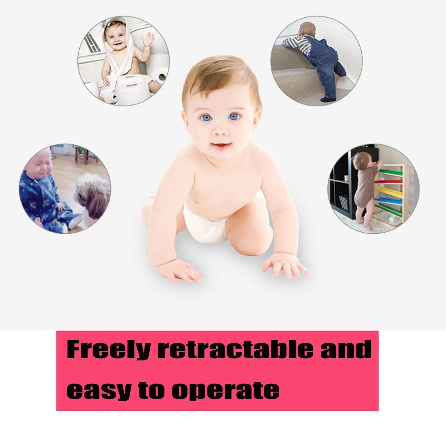 Extra Wide Kids Pets Gate Retractable Dog Gate for Babies and Pets, White Child Baby Gates, One Handed Operation Mesh Safety