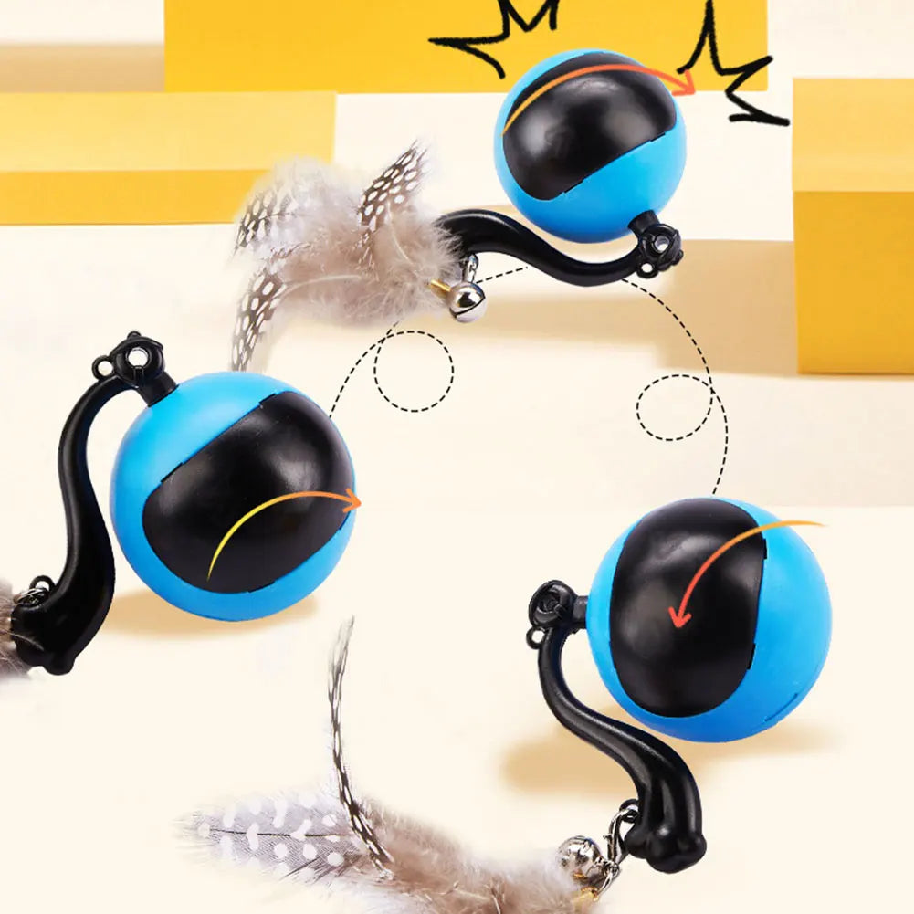 Cat Interactive Ball Toys Fast Rolling Ball in Play Mat Self Rotating Ball Anti-Depression Pet Toy for Indoor Cat Kitten