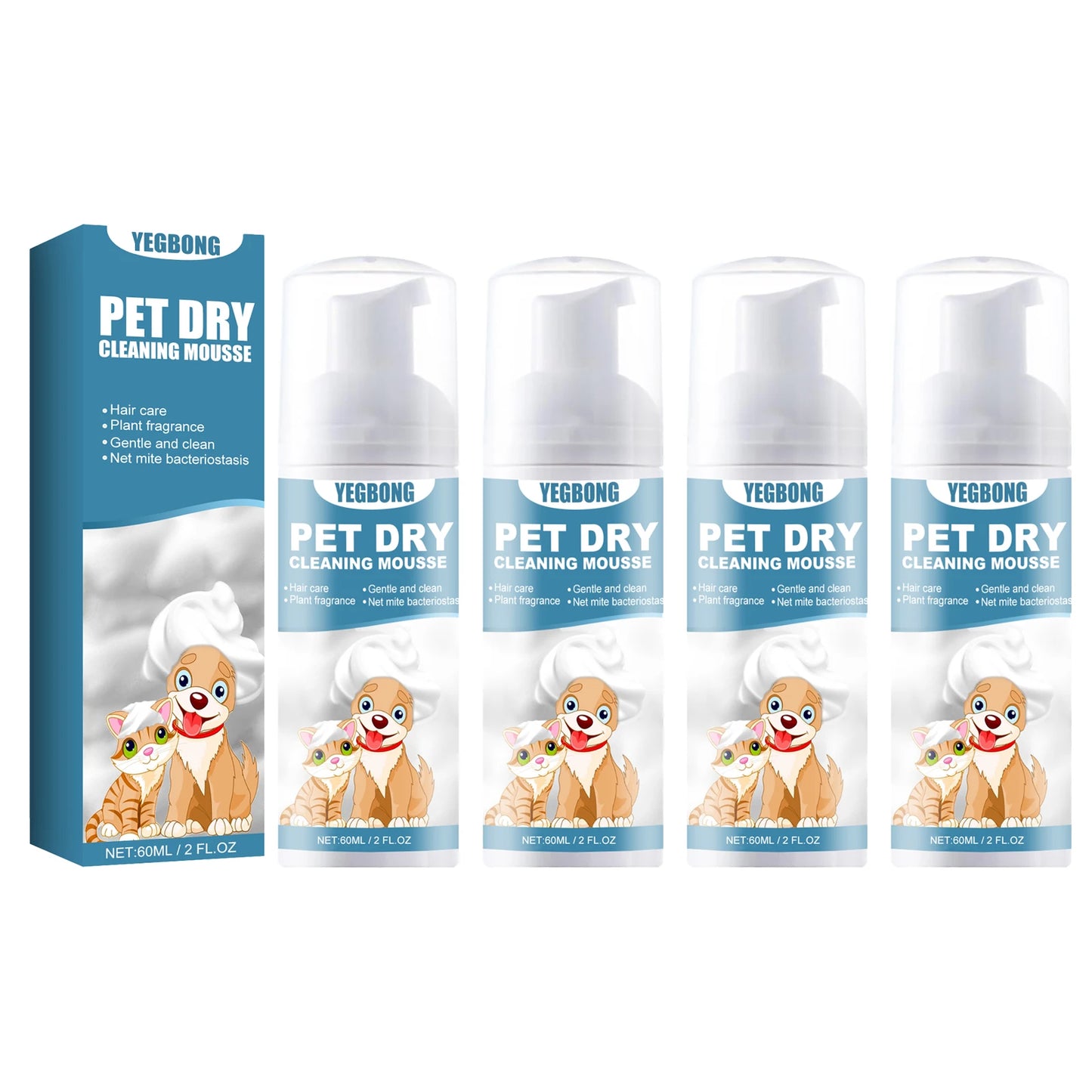 YEGBONG Pet Dry Shampoo Gentle Odor Neutralizing Hair Softening No Rinse Vet Recommended for Puppies Kittens Sensitive Skin