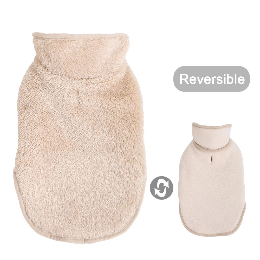 Pet Cat Clothes Fleece Reversible Jacket Sweater For Cats Dogs Soft Fleece Winter Warm Kitten Puppy Padded Vest Apparel Costume