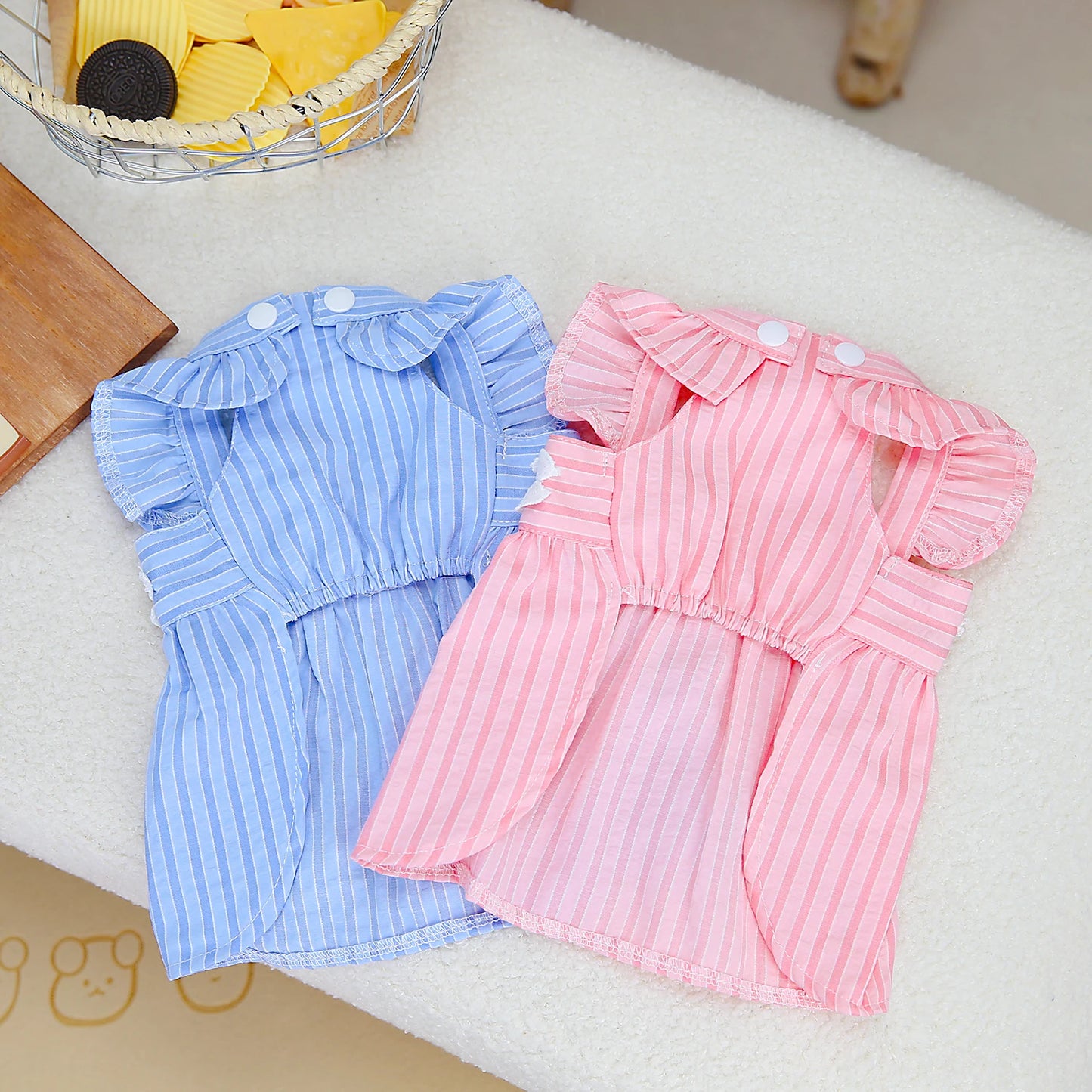 Summer Princess Pet Striped Dress for Dogs Little Small Puppies Animal Cat Wedding Party Skirt Clothes for Chihuahua Yorks