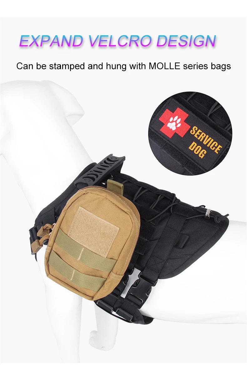 Tactical Dog Harness with Handle and Leash Military Dog Walking Accessory for Rottweiler Medium Large Dog Puppy Harness