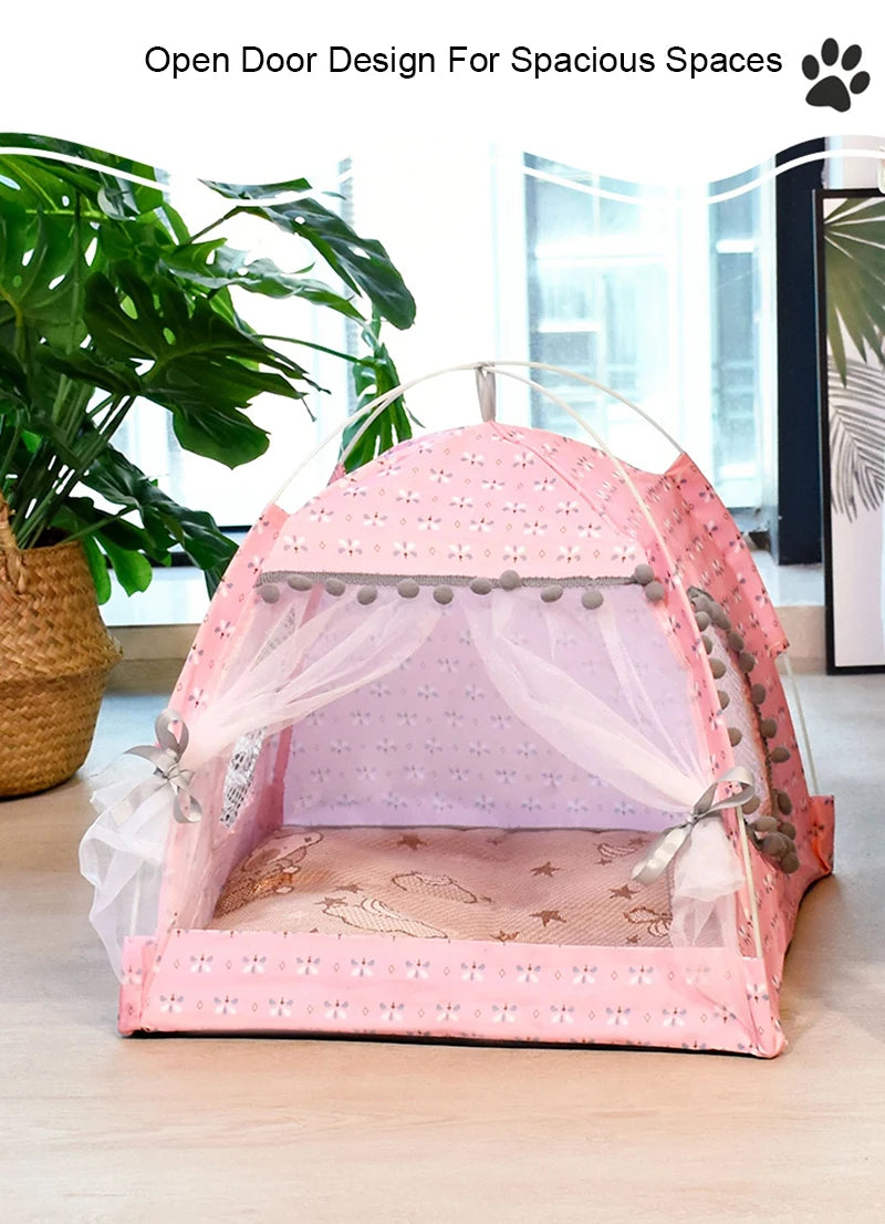 Cat Broken Flower Tent Semi Enclosed Internet Celebrity Tent Nest Universal For All Seasons Pet Supplies Summer Dog And Cat Nest