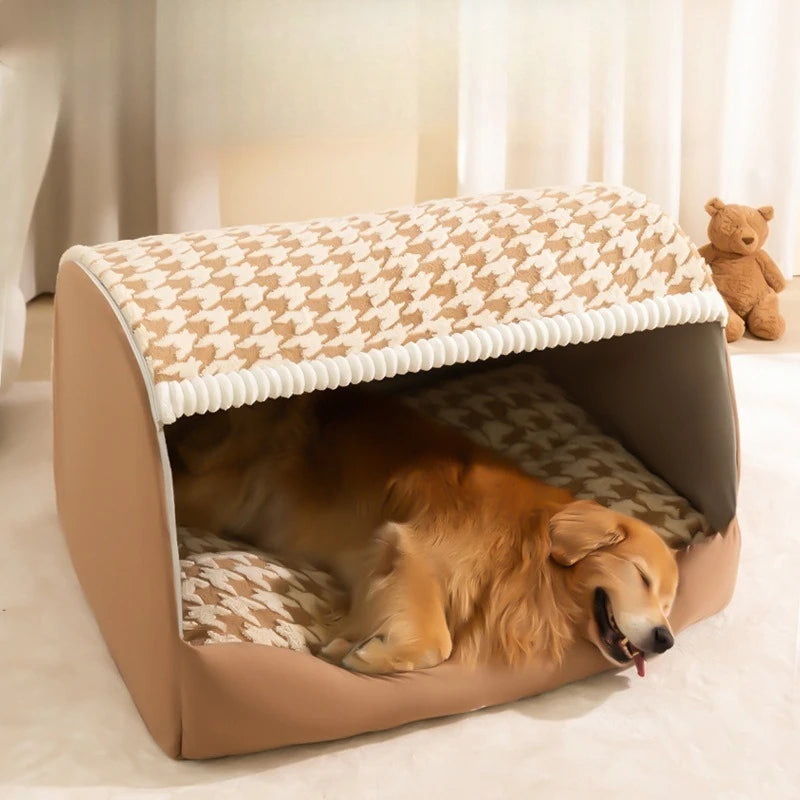Big Dog Kennel Warm Winter Dog House Mat Detachable Washable Dogs Bed Nest Deep Sleep Tent for Medium Large Dogs House Supplies