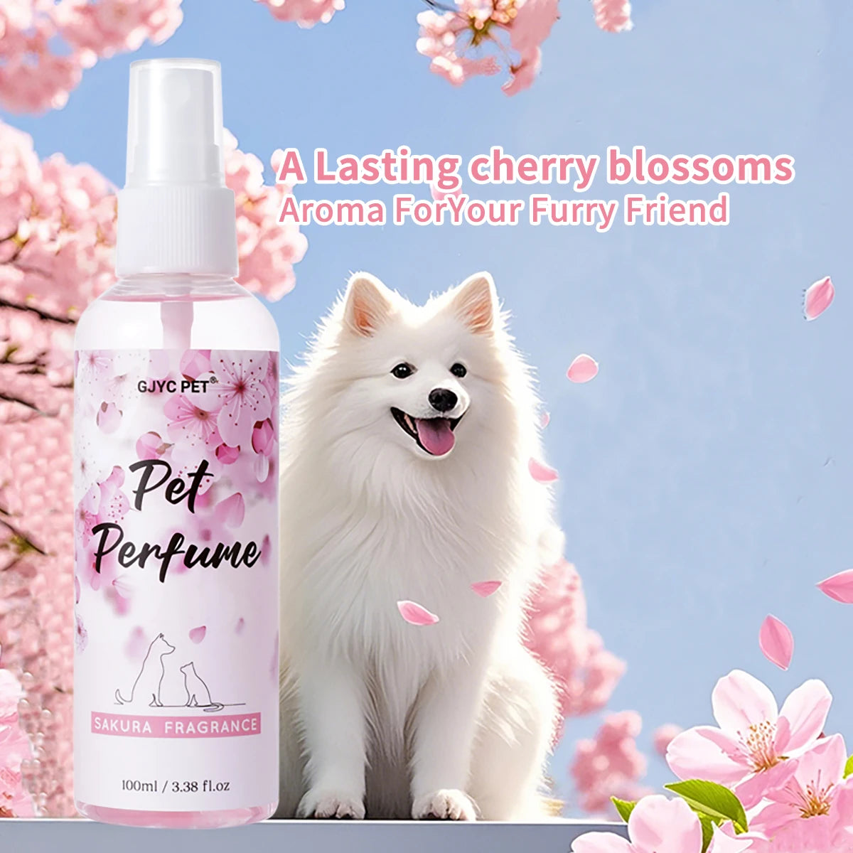 Sakura Blossom Pet Perfume Spray Long Lasting Odor Eliminator Gentle Alcohol-Free Formula Safe For Dogs Cats