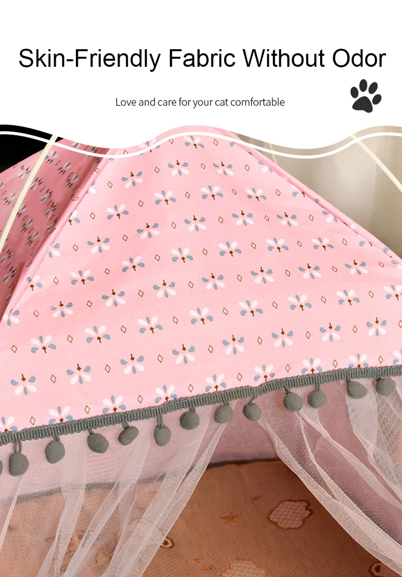 Cat Broken Flower Tent Semi Enclosed Internet Celebrity Tent Nest Universal For All Seasons Pet Supplies Summer Dog And Cat Nest