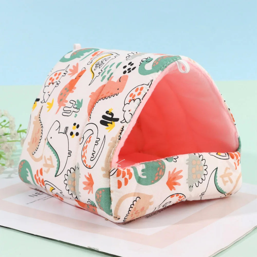 Cute Cartoon Rabbit Squirrel Mini Cage Guinea Pig Nest Small Animal Mice Rat Pet Sleeping Bed Hamster House Winter Warm Soft Mat