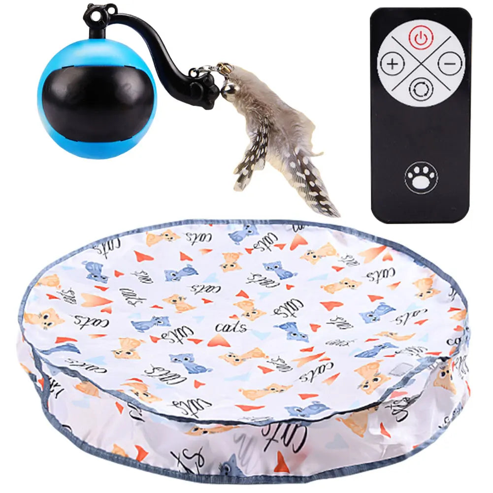 Cat Interactive Ball Toys Fast Rolling Ball in Play Mat Self Rotating Ball Anti-Depression Pet Toy for Indoor Cat Kitten