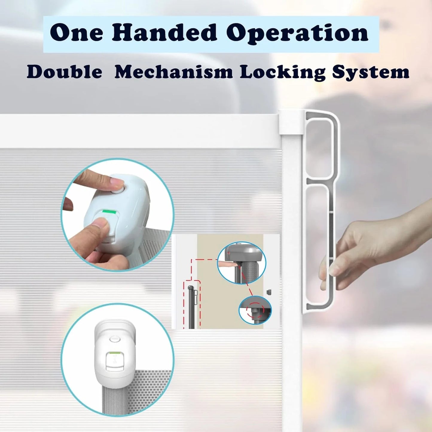 Extra Wide Kids Pets Gate Retractable Dog Gate for Babies and Pets, White Child Baby Gates, One Handed Operation Mesh Safety