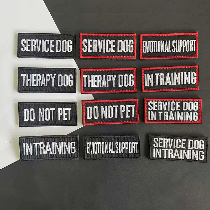 Service Therapy Dog In Training Emotional Support Fabric Stickers Embroidered Hook Loop Patch,Tactical Morale Badges for Vest
