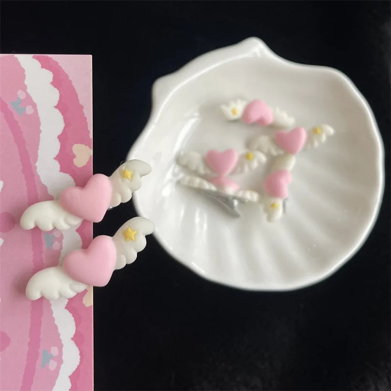 Cartoon Pet Lovely Heart Wings Hairpins Pet Dog Bows Hair Clips for Puppy Dogs Cat Yorkie Teddy Pet Hair Decor Pet Supplies