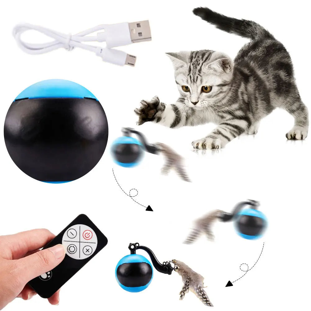Cat Interactive Ball Toys Fast Rolling Ball in Play Mat Self Rotating Ball Anti-Depression Pet Toy for Indoor Cat Kitten