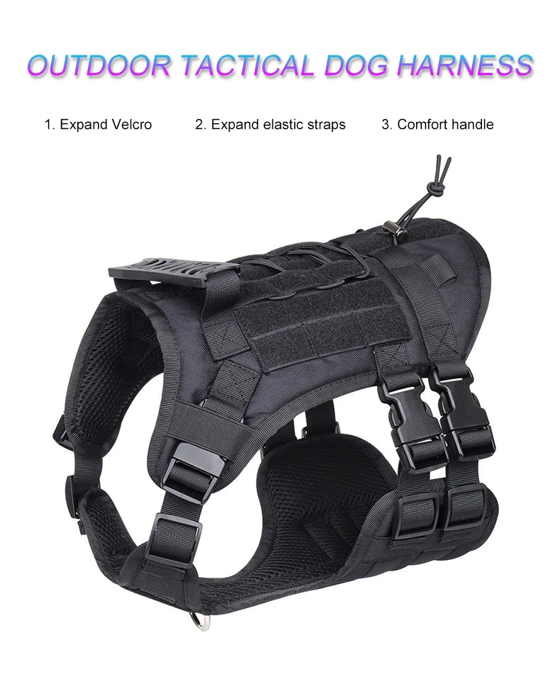 Tactical Dog Harness with Handle and Leash Military Dog Walking Accessory for Rottweiler Medium Large Dog Puppy Harness
