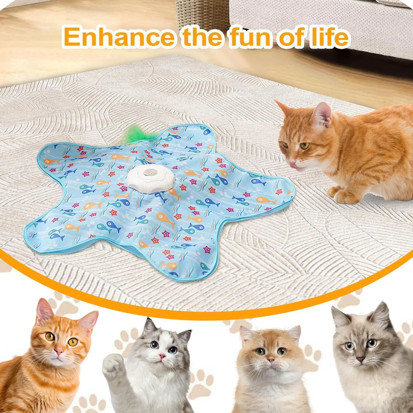 Indoor Interactive Cat Toys, Electric Cat Entertainment Toys, Automatic Cat Toy Spinner, Star-shaped Moving Toy, Pet Cat Supply
