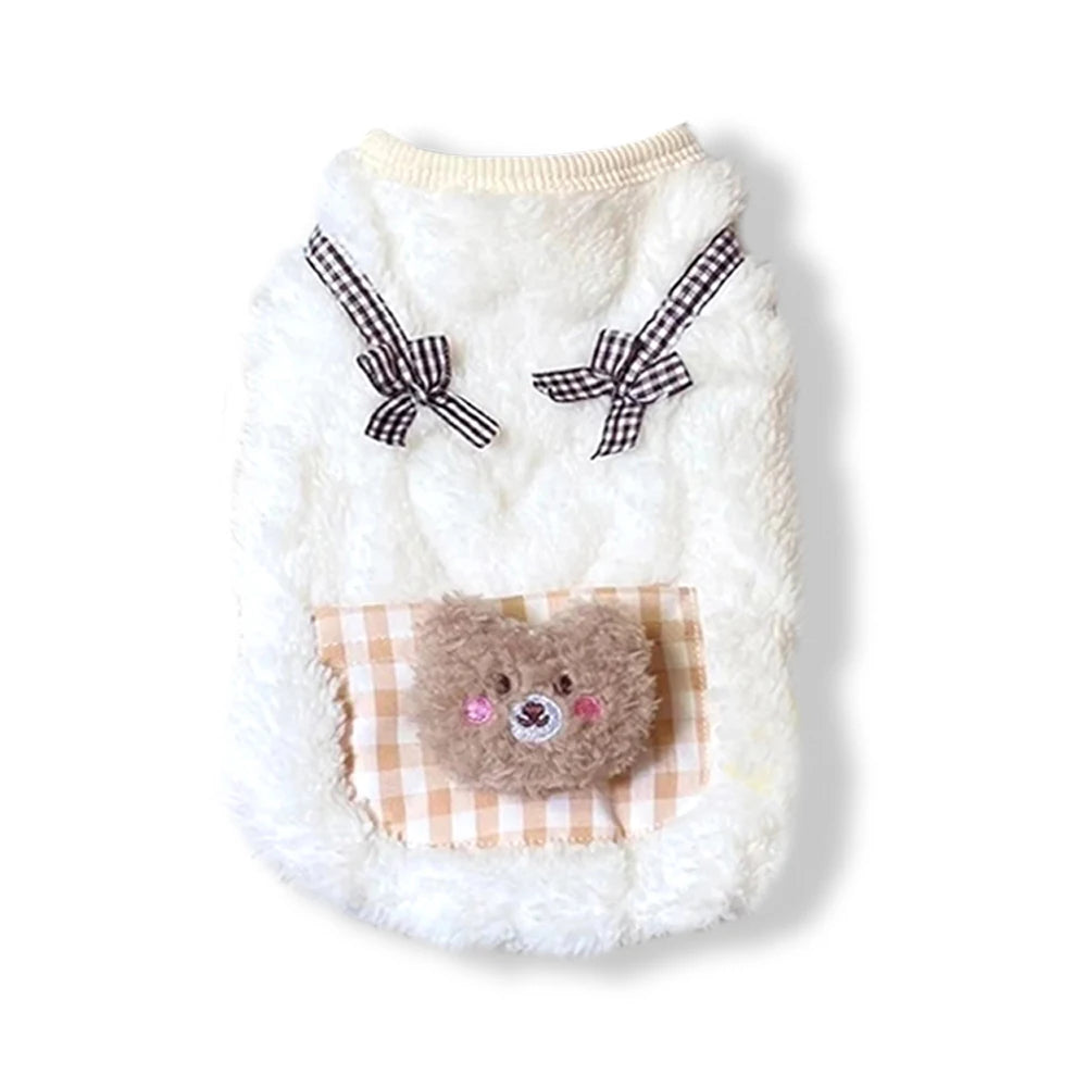 Cozy Plush Pet Vest - Warm Fleece Sleeveless Coat for Small Dogs & Cats, Indoor Outdoor Wear