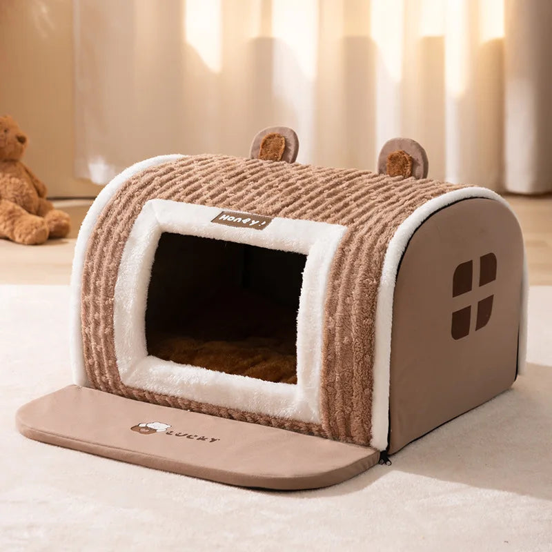 Big Dog Kennel Warm Winter Dog House Mat Detachable Washable Dogs Bed Nest Deep Sleep Tent for Medium Large Dogs House Supplies