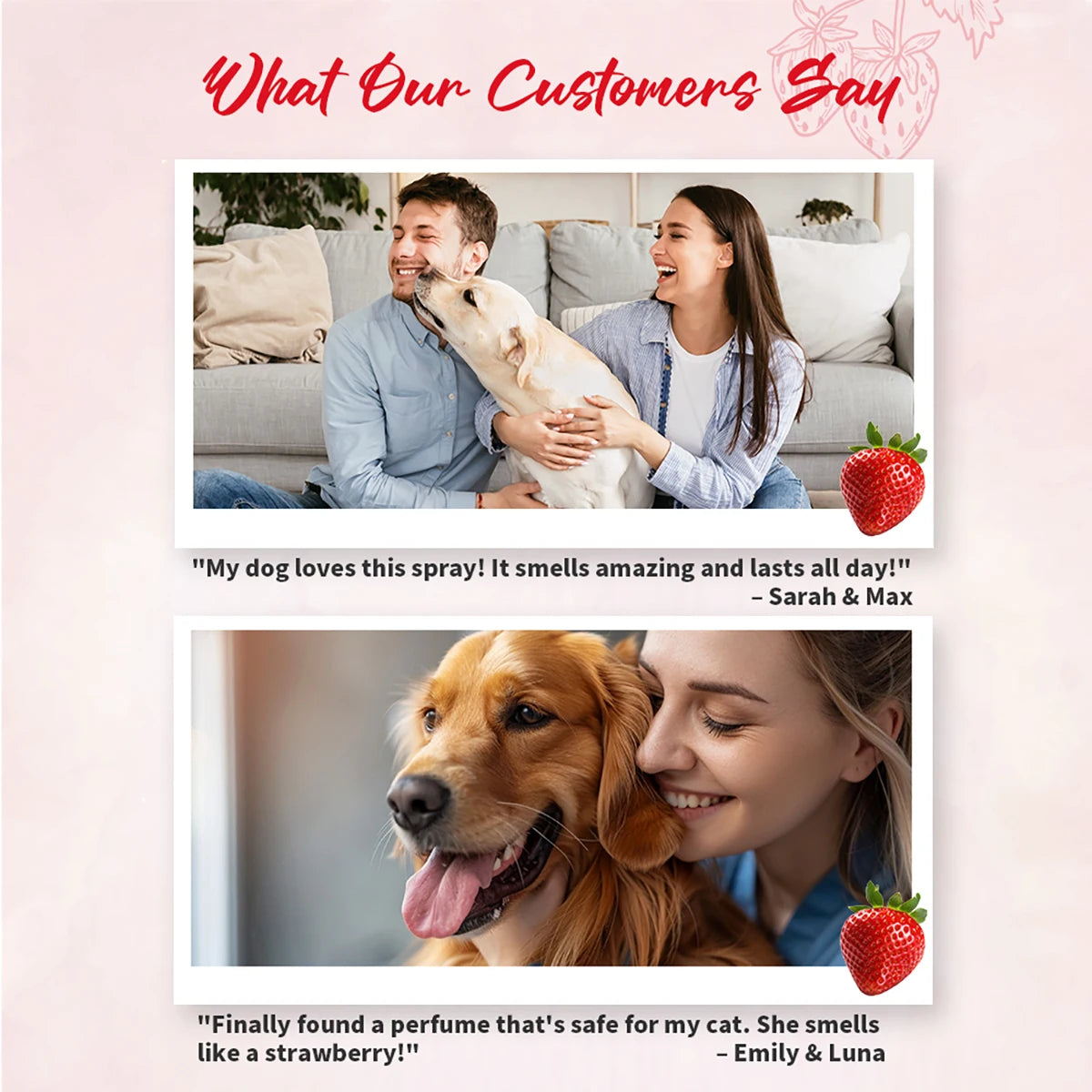 100ml Strawberry Scent Pet Perfume Spray Long-Lasting Deodorant Natural Formula for Dogs Cats All Breeds Air Freshener