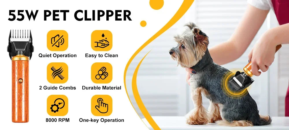 Professional Sheep Shears with Wooden Handle, 55W, 8000rpm, Low Noise, Safe and Portable Clippers for Pets