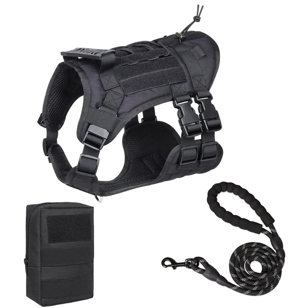 Tactical Dog Harness with Handle and Leash Military Dog Walking Accessory for Rottweiler Medium Large Dog Puppy Harness