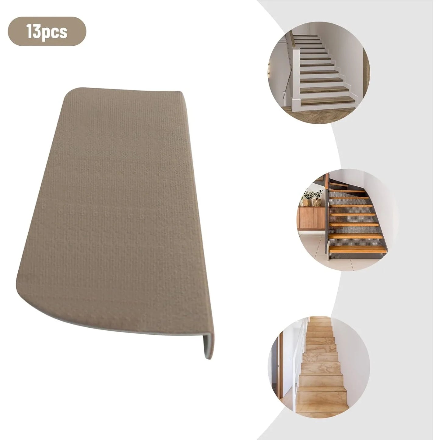 Carpet Stair Treads,Non Slip Stair Carpet Steps Protection Covers Rug Pads with Plastic Backing for Children Elderly and Pets