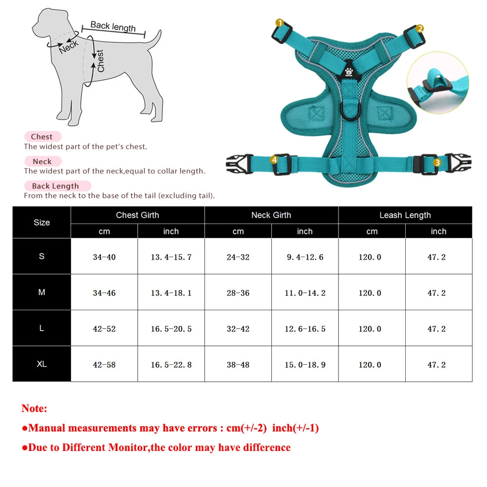 Dog Harness Leash Set For Small Medium Dogs Cat Hiking Adjustable Puppy Leash Reflective Harness Vest Chihuahua Pug Pet Supplies