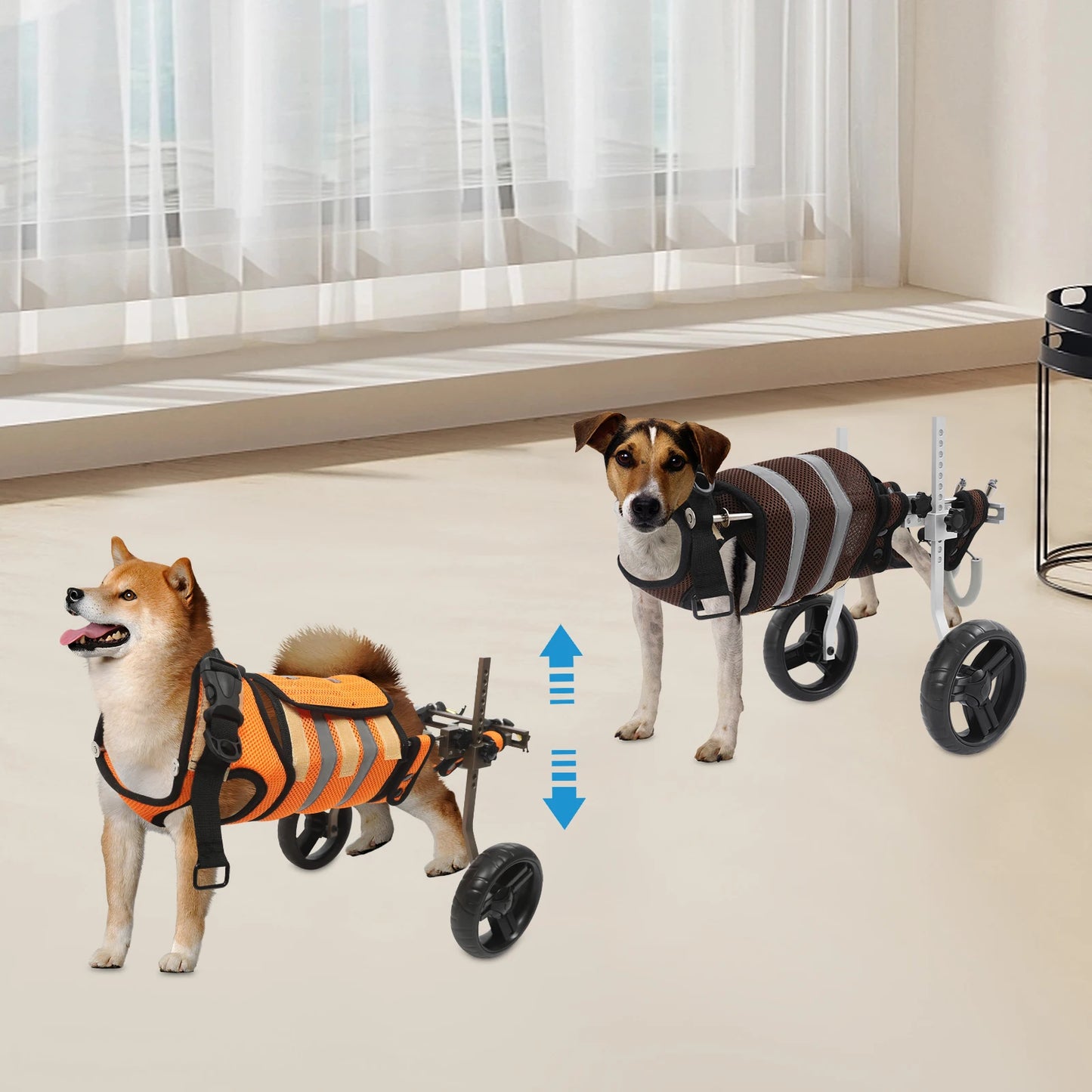 Adjustable Dog Wheelchair for Hind Leg Support, Lightweight Aluminum Frame, EVA Wheels & Breathable Mesh, Fits Pets 6.6-19.8lbs