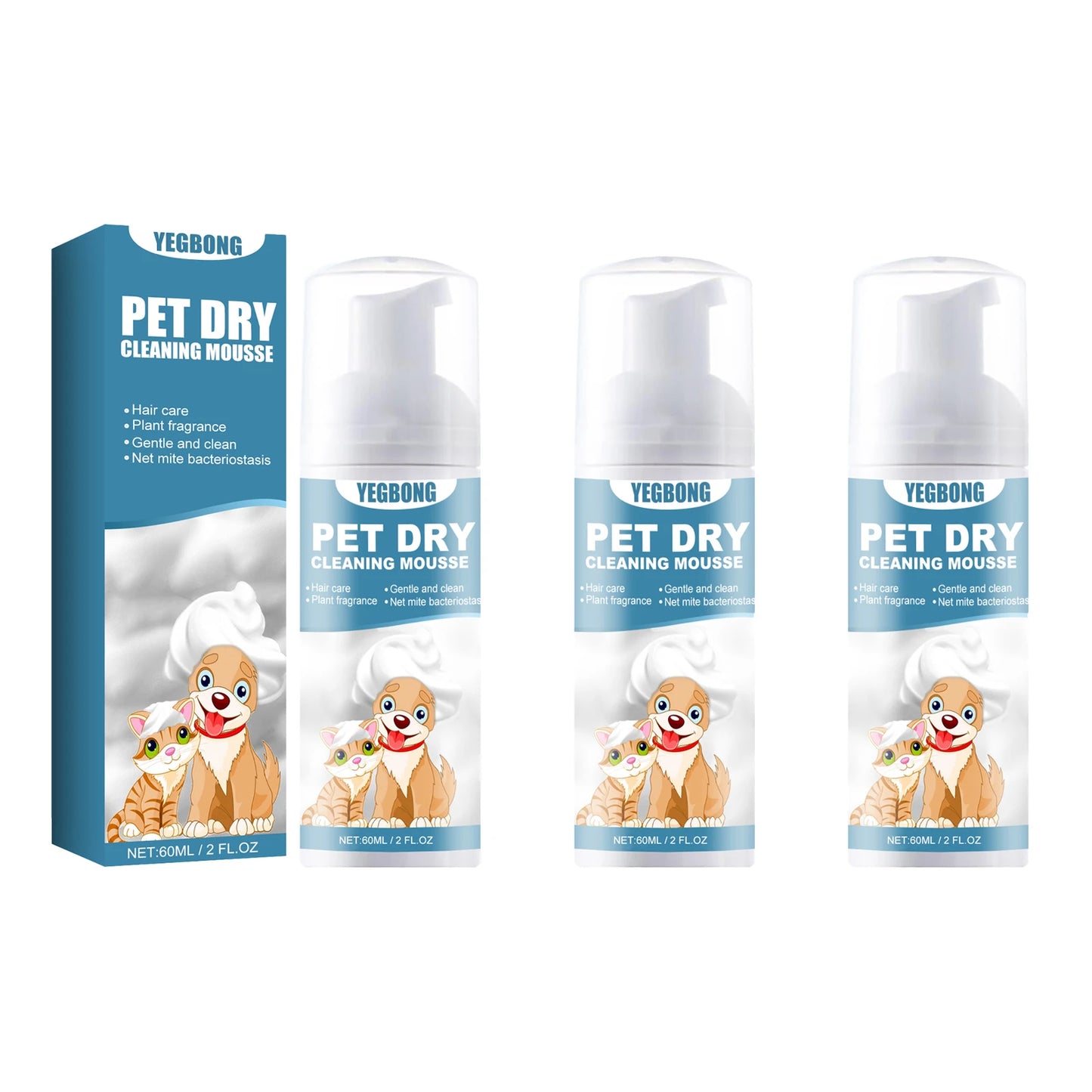 YEGBONG Pet Dry Shampoo Gentle Odor Neutralizing Hair Softening No Rinse Vet Recommended for Puppies Kittens Sensitive Skin