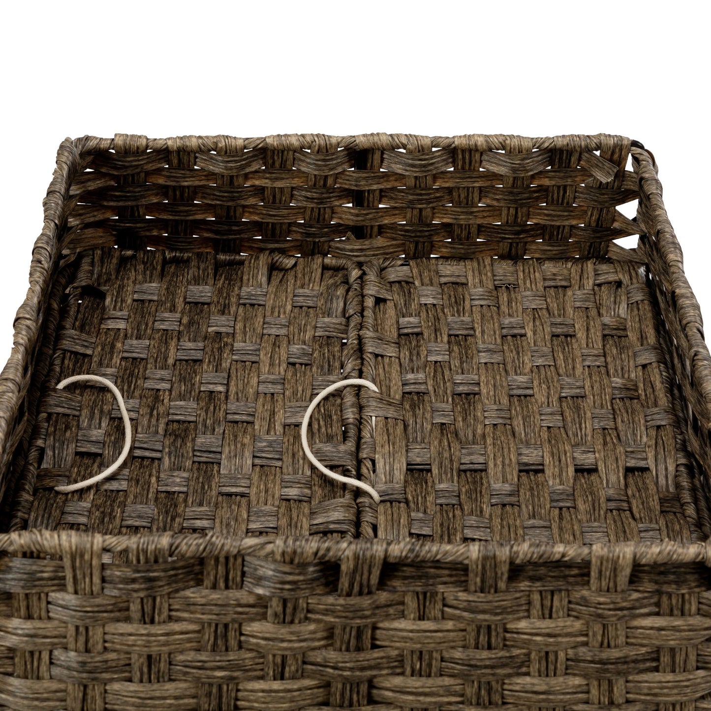 Woven Rattan Cat Litter Box Enclosure Furniture, Rattan Cat House with Cat Litter Box, Detachable Cat Washroom with Cotton Linen