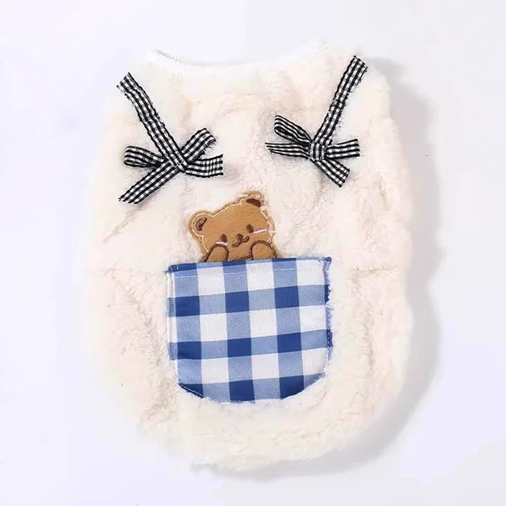 Cozy Plush Pet Vest - Warm Fleece Sleeveless Coat for Small Dogs & Cats, Indoor Outdoor Wear