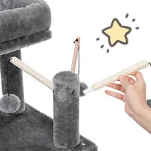 Cat Tree Tower Scratching Post Scratcher Cat House Kitten Toys with Big Conda Large High Perch Cat Hammock Hanging Balls