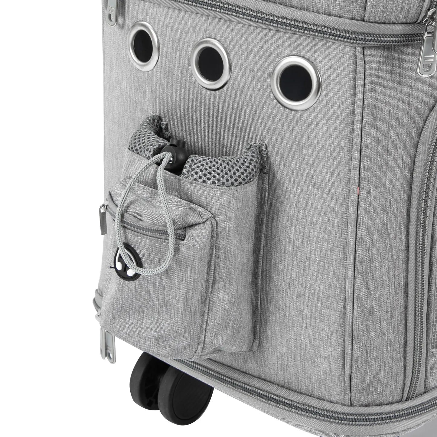 Double-Compartment Pet Rolling Carrier Cat Carrier w/Wheels Ventilated Design Pet Trolley Bag for 2 Pets Traveling, Camping