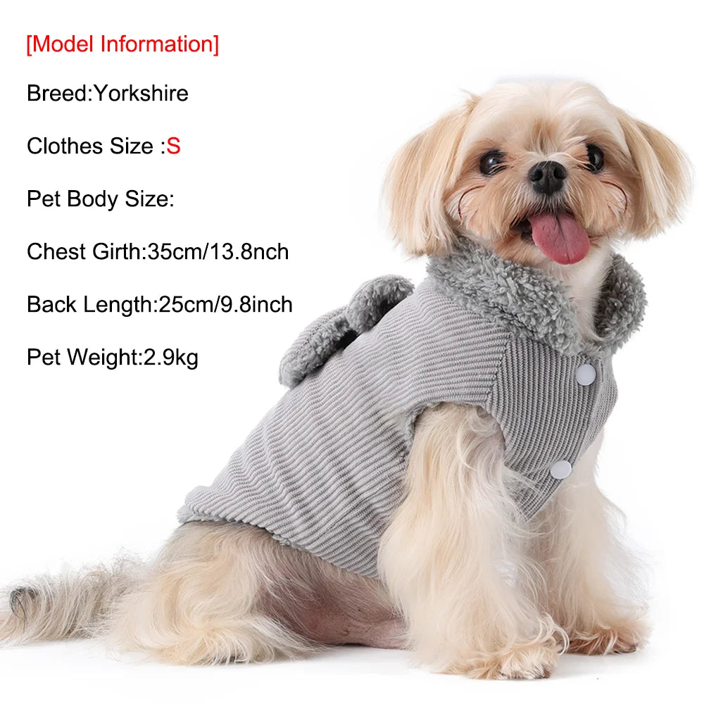 Winter Warm Cat Costume Corduroy Bow Puppy Kitty Coat With D-ring Cute Pet Jacket for Small Medium Dogs Cats Sphynx Pug Costume