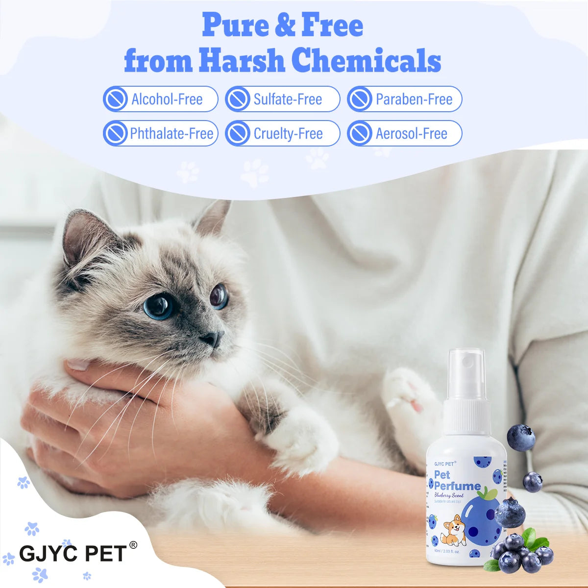 GJYC PET Blueberry Scented Natural Long-Lasting Odor Eliminator Pet Perfume Spray For Dogs Cats